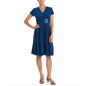 R&M Richards Midi Dress Silver Rhinestone Oval waist Buckle Size 16 NWT - 1 LEFT